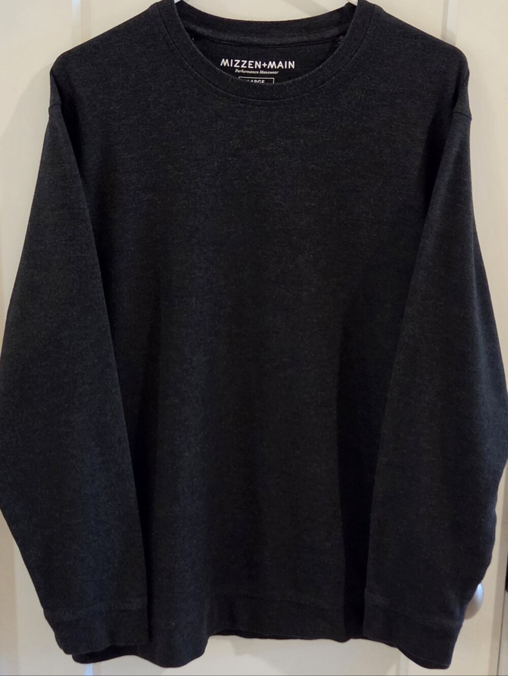 Mizzen + Main Performance Heritage Crewneck Sweatshirt - Charcoal  - Size Large